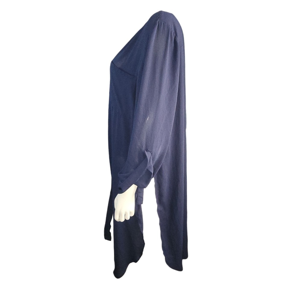 Chicos Shirt Tunic Size‎ 3 XL Blue Sheer Flowy Lightweight Button Long Open Side - Picture 2 of 7